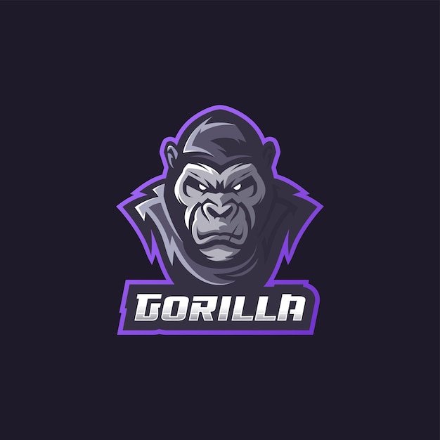 Vector zwart gorilla esport logo