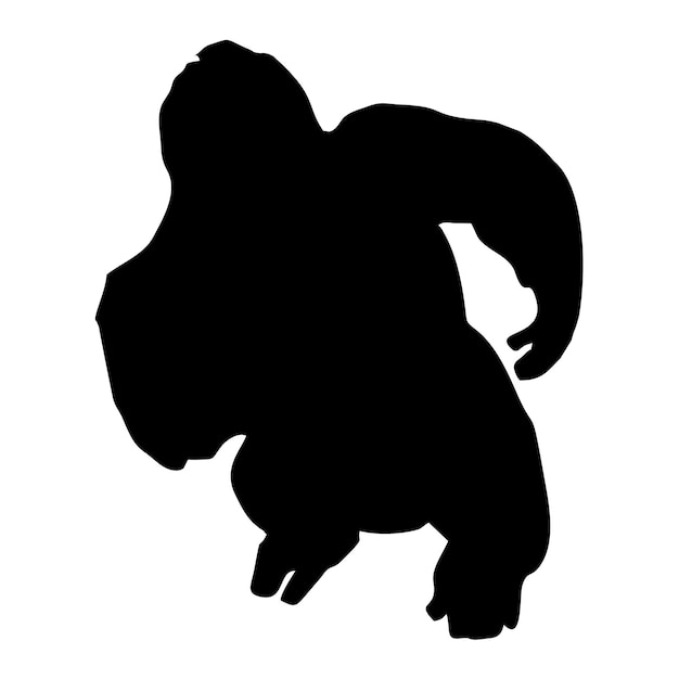 zwart gorilla silhouet op witte achtergrond