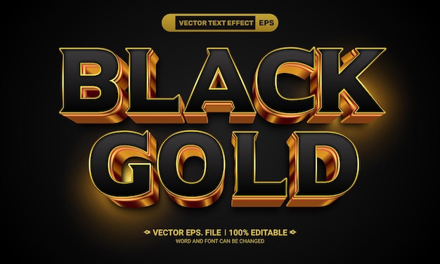 Zwart goud bewerkbare 3D tekst effect vector
