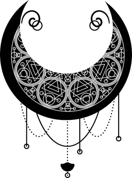 Zwart halve maan symbool crescent decoratief element