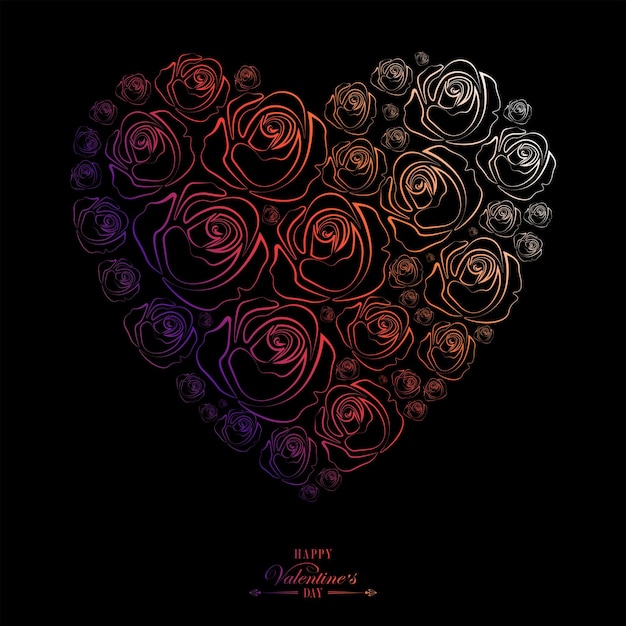 Zwart hartontwerp ontleend aan silhouetten van rozen