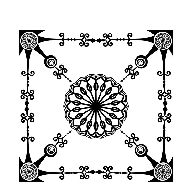 Vector zwart mandala patroon icoon silhouet