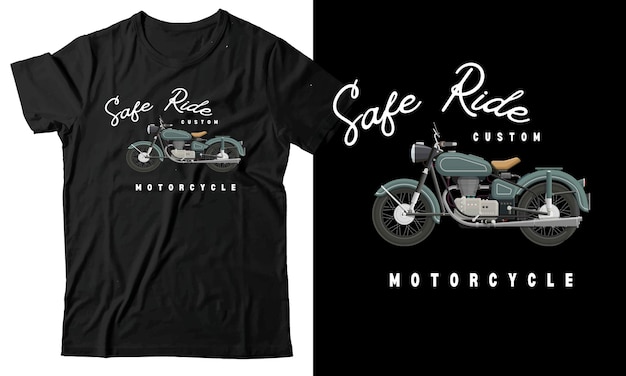 Vector zwart minimalistisch motorfiets typografie t-shirt
