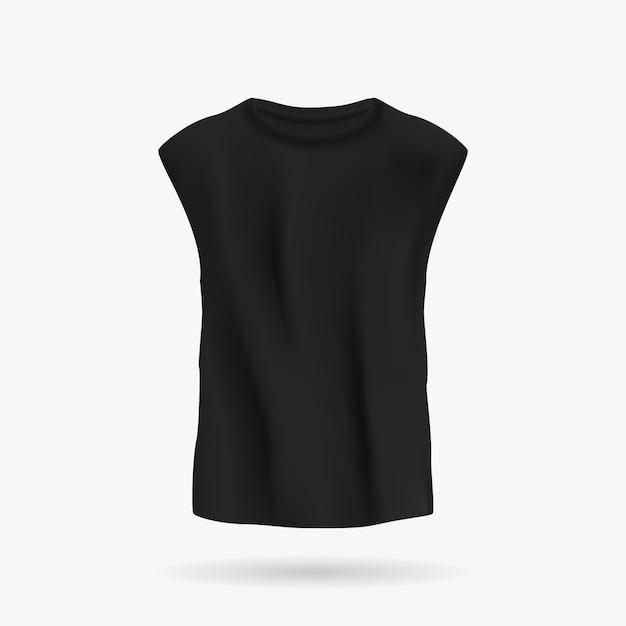 Zwart mouwloos t-shirt unisex mockup Casual lichtgewicht kleding met plooien voor sport