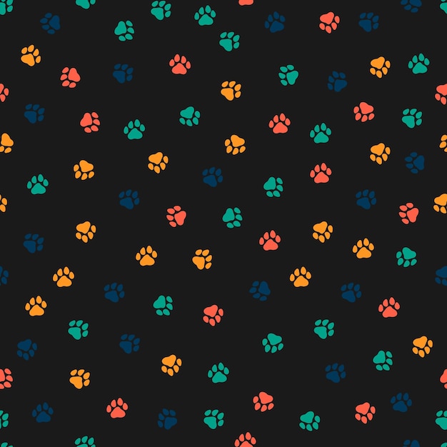 Zwart naadloos patroon met kleurrijke omtrekbloemen