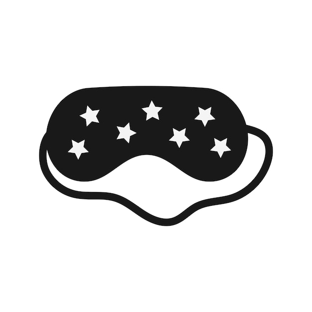 Vector zwart oog slaapmasker met sterren geïsoleerd op witte achtergrond slapend blind masker voor het rusten van decoratieve witte sterren platte ontwerp vectorillustratie