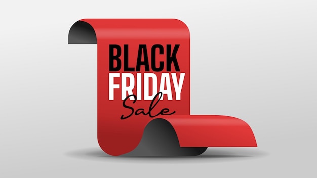Zwart realistisch papier lint Black Friday Sale Tag Promotie Design