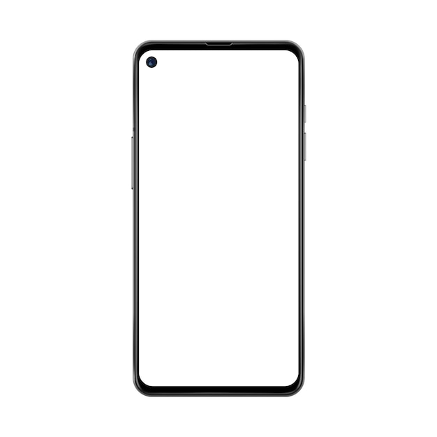 Zwart realistisch trendy frame van smartphone met leeg wit geïsoleerd scherm