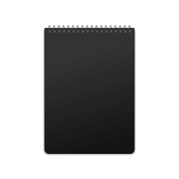 Zwart realistische verticale spiraal notebook