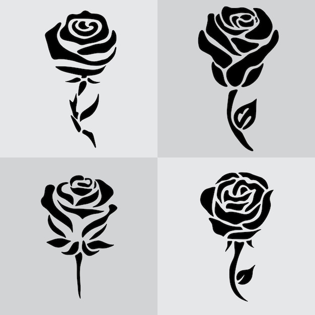 zwart roze bloem tattoo-logo