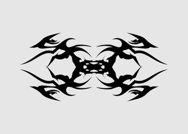 Vector zwart scherp symmetrisch tribaal tattoo-motief