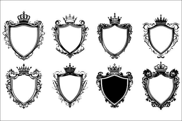 Zwart Schild met Floral Vector Design Art