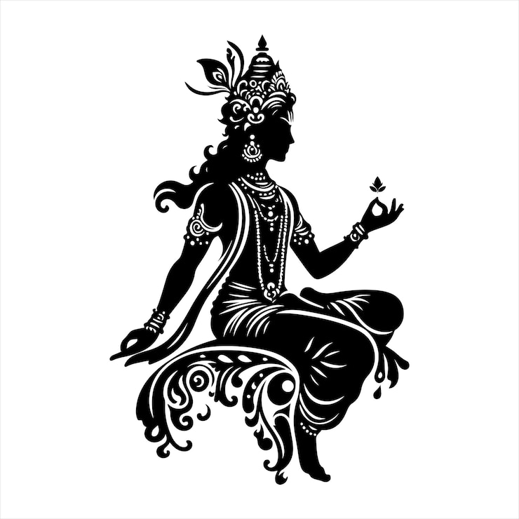 Vector zwart silhouet krishna vactor