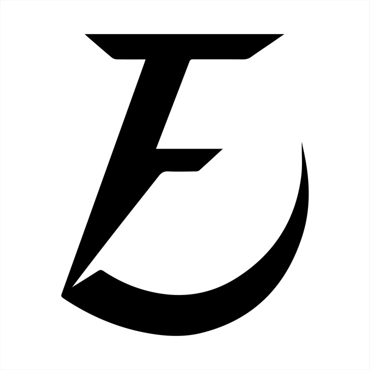 Vector zwart silhouet logoontwerp van de letter e op een witte achtergrond