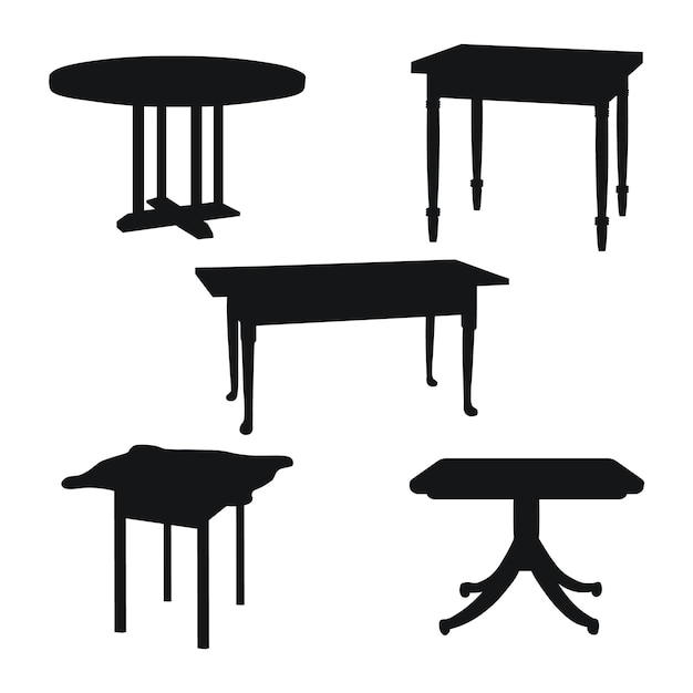 Zwart silhouet van een bureau eettafel kleedtafel bureaublad keukentafel meubelstuk