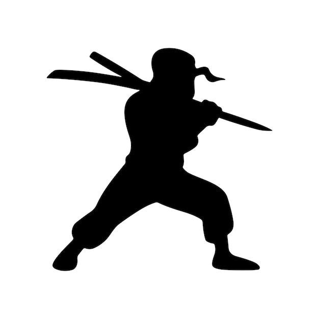 zwart silhouet van een ninja vector illustratie