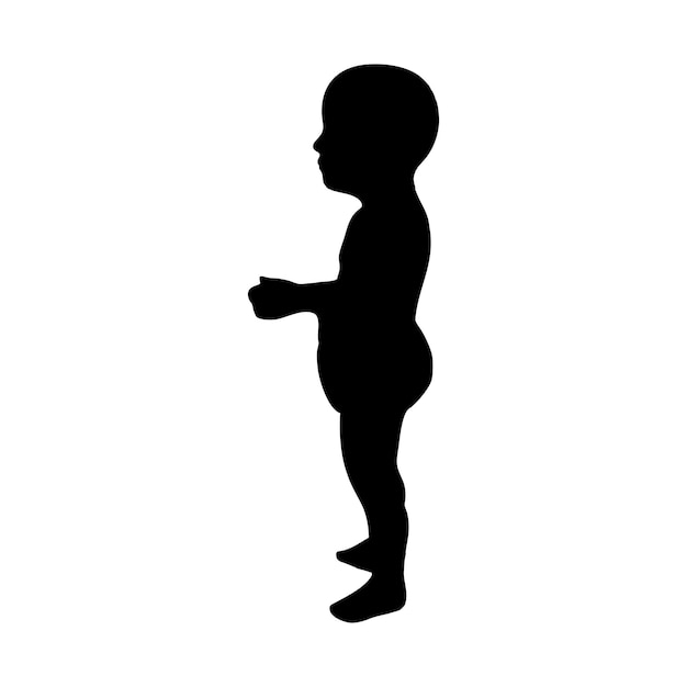 Vector zwart silhouet van een schattige schattige baby