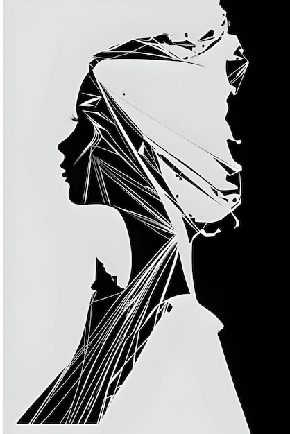 Zwart silhouet van een vrouw op witte achtergrond