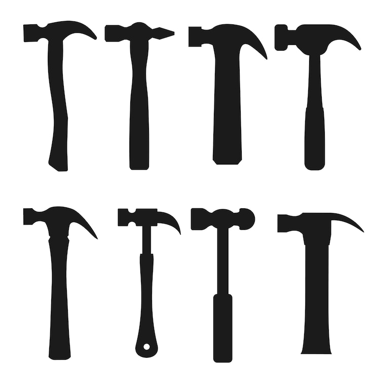 Vector zwart silhouet van hammer