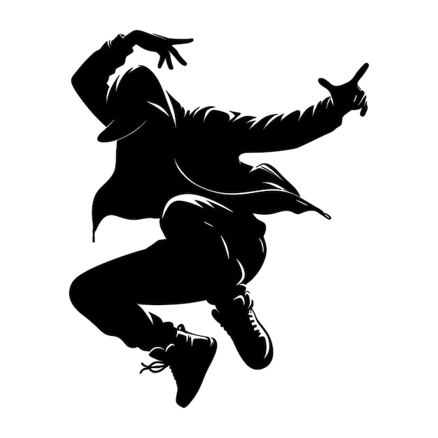 Zwart silhouet van Hip Hop danser vector