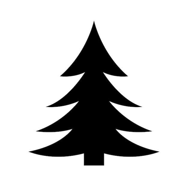 Vector zwart silhouet van kerstboom. dennenboom pictogram geïsoleerd. vector illustratie