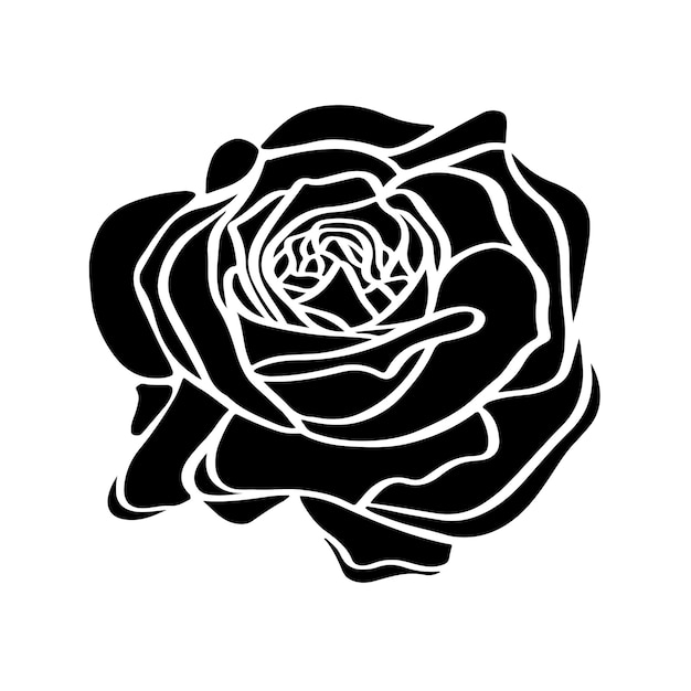 Zwart silhouet van roos sjabloon voor decor