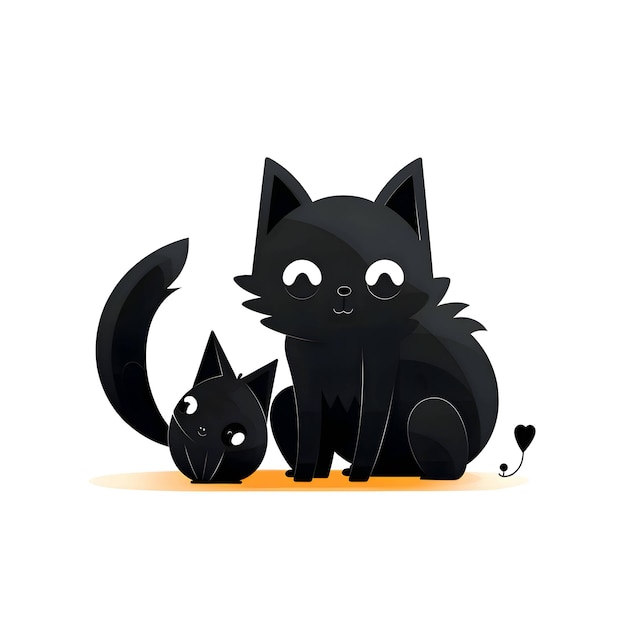 Zwart silhouet van twee katten op witte achtergrond
