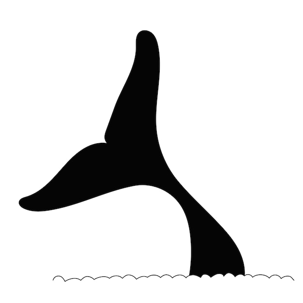 Zwart silhouet van walvisstaart geïsoleerd, vector