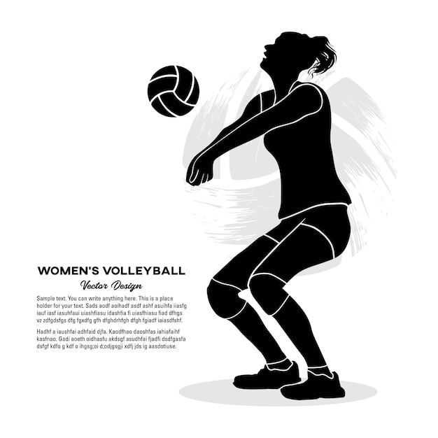 Zwart silhouet Vrouwelijke volleyballer die de bal overgaat. vector illustratie