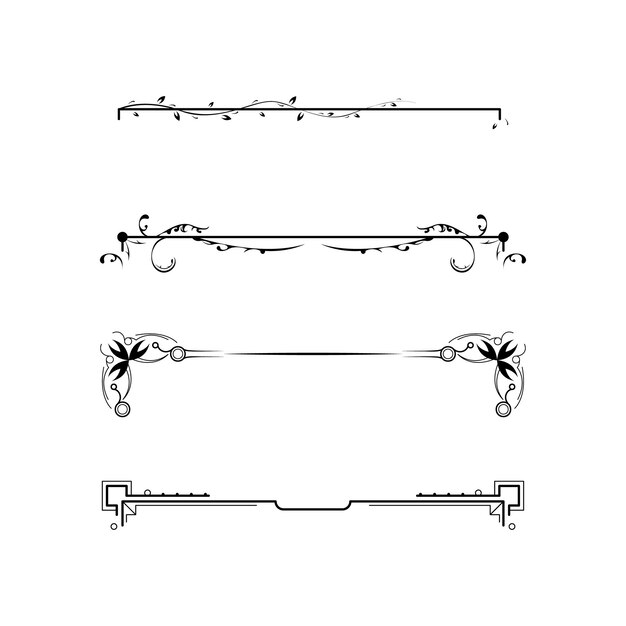 Zwart Simple Line Collection Doodle Border Elements Vector Design Style Sketch Isolated Illustra