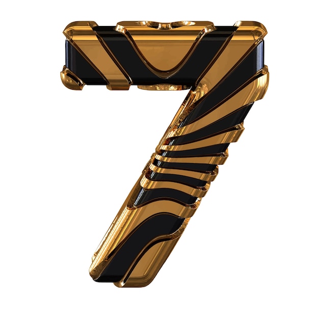 Zwart symbool met gouden banden nummer 7