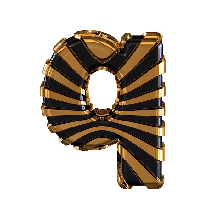 Zwart symbool met gouden bandjes letter q