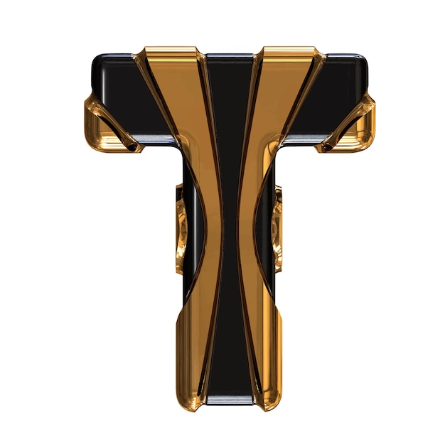 Zwart symbool met gouden verticale banden letter t