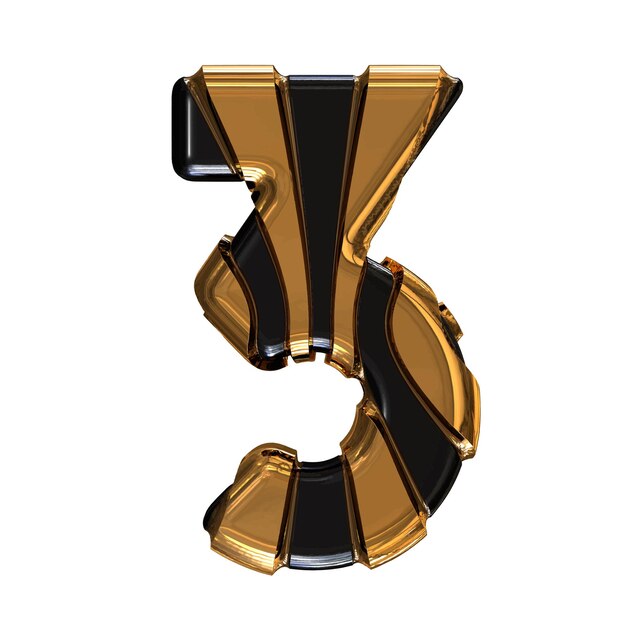 Zwart symbool met gouden verticale banden nummer 3