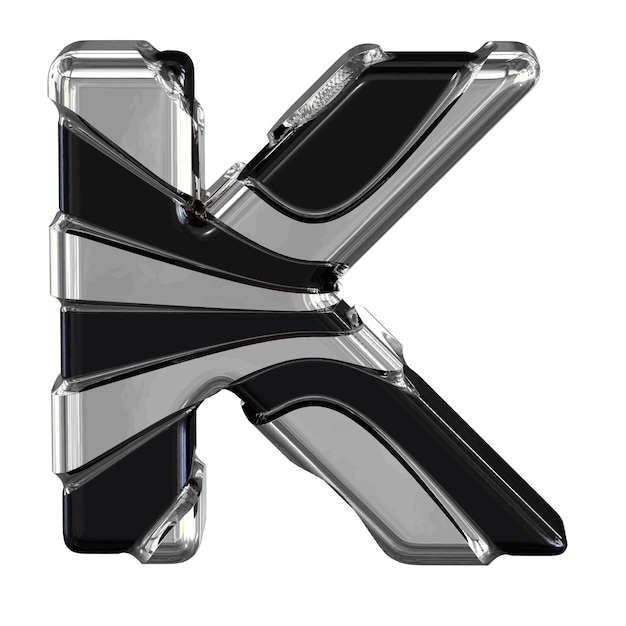 Zwart symbool met zilveren banden letter k