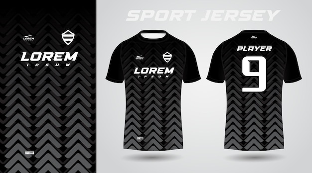 Zwart t-shirt sport jersey ontwerp