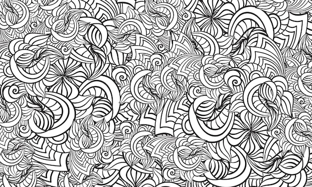 Zwart-wit abstracte handgetekende doodles naadloze patroon