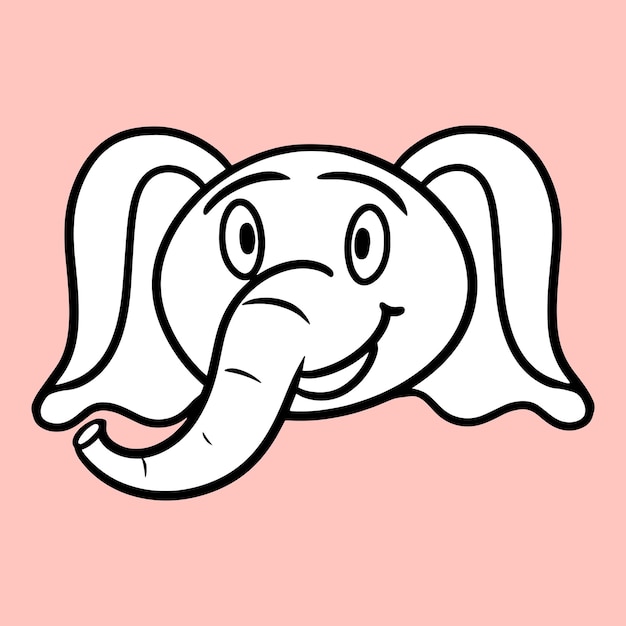 Zwart-wit afbeelding Schattige kleine olifant cartoon olifant emoties vectorillustratie