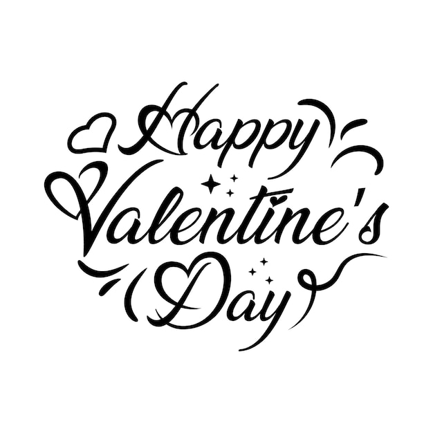 Zwart-wit afbeelding van een gelukkige Valentijnsdag bericht.