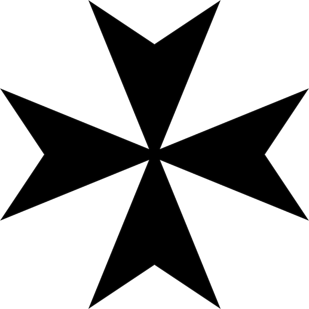 Zwart-wit beeld van Amalfi kruis geïsoleerd op transparante achtergrond