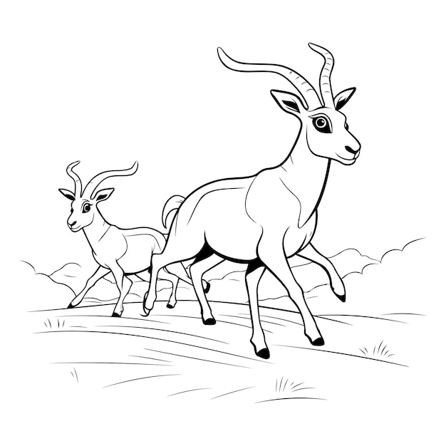 Zwart-wit beeld van antilope Vector illustratie van antilop