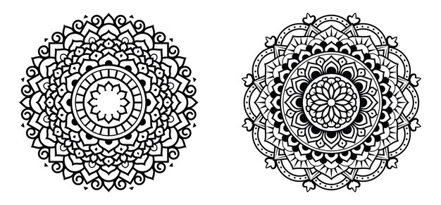 Zwart wit bloemen vector mandala ontwerp