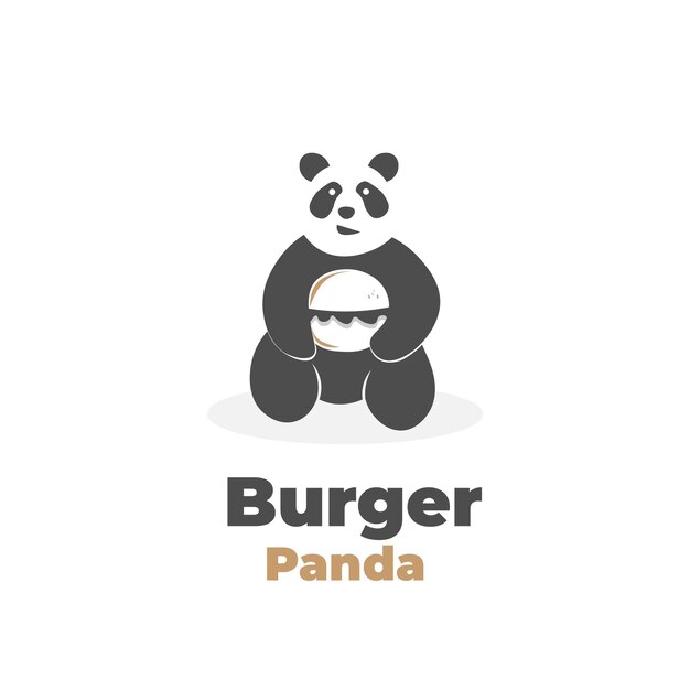 Zwart Wit Burger Panda Vector Illustratie Logo