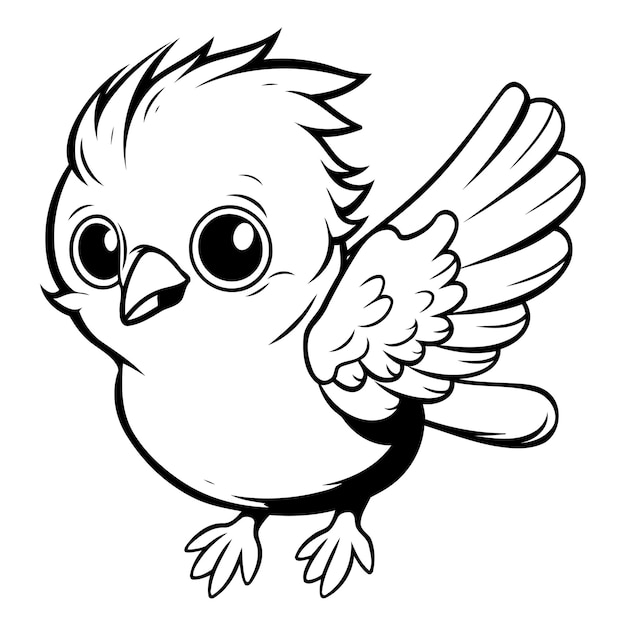 Vector zwart-wit cartoon illustratie van cute little bird bird voor kleurboek