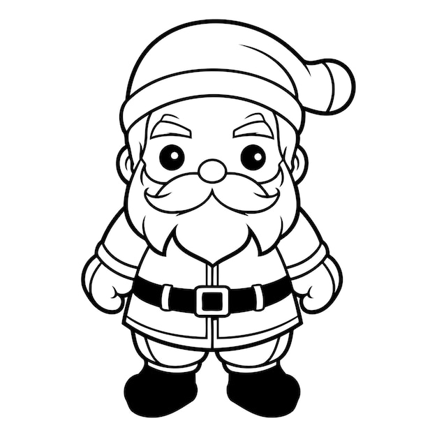 Zwart-wit cartoon illustratie van de kerstman personage voor kleurboek
