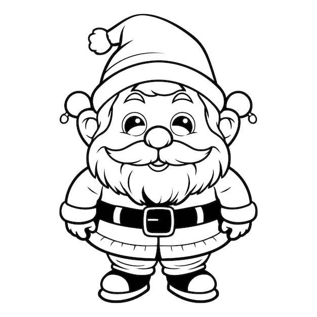 Zwart-wit cartoon illustratie van de kerstman personage voor kleurboek