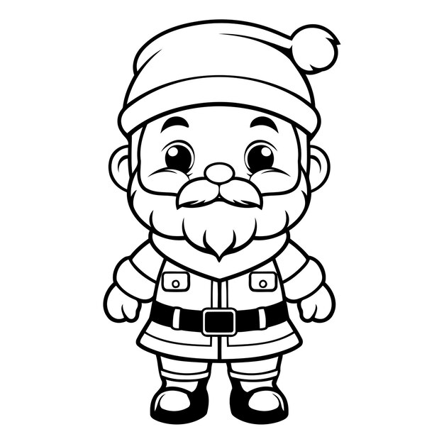 Zwart-wit cartoon illustratie van de kerstman personage voor kleurboek