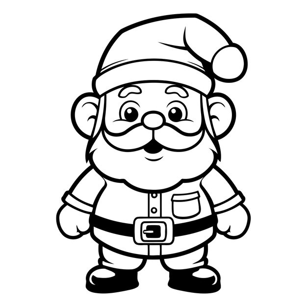 Zwart-wit cartoon illustratie van de kerstman personage voor kleurboek