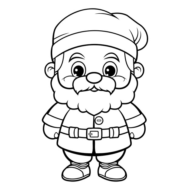 Vector zwart-wit cartoon illustratie van de kerstman personage voor kleurboek