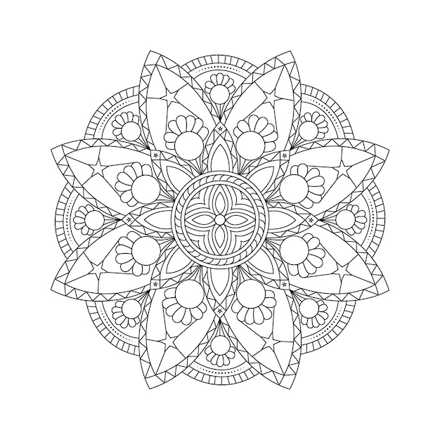 Zwart-wit cirkel lijn kunst bloemen elementen mandala ontwerp graphics vector